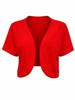 Forget Me Not Red Cropped Bolero Cardigan 1X